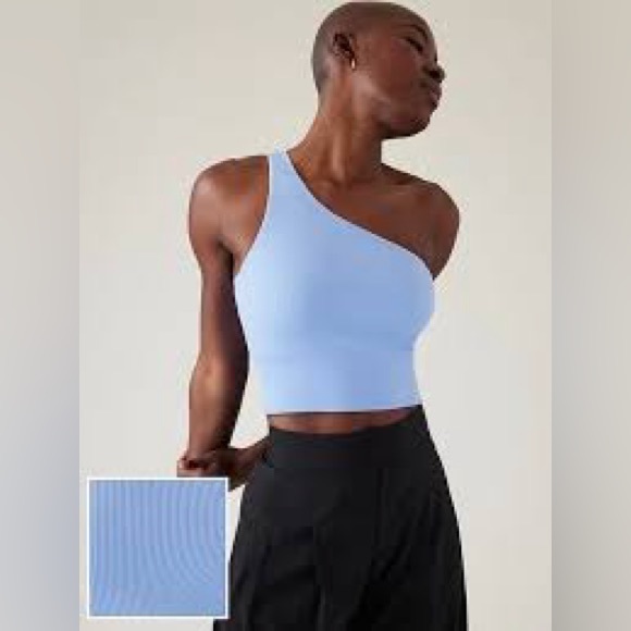 Athleta aurora seamless one shoulder tank powder blue size small - Picture 1 of 6